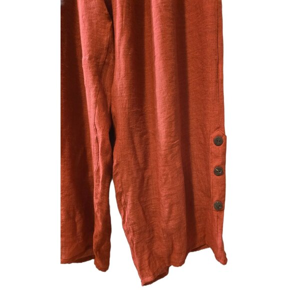 Casa Donna Red Wide Leg Pants Flowy Elastic Waist Boho Festival Relaxed Sz L - Picture 2 of 7